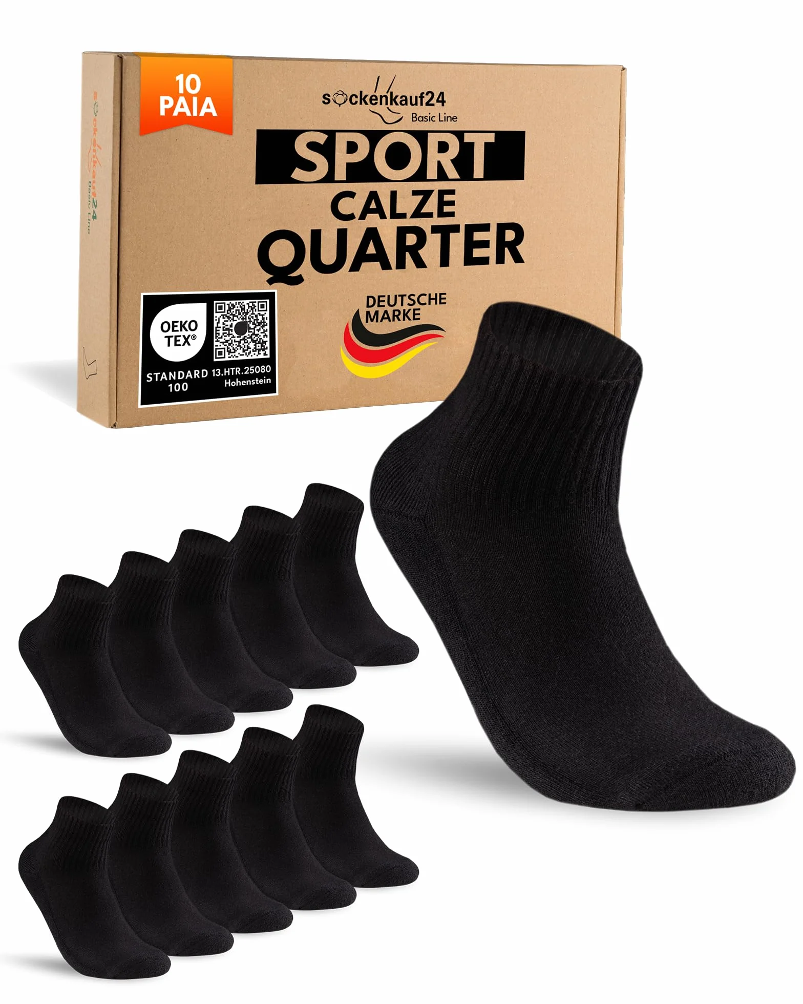 Calze Sportive Uomo Donna Calzini Tennis Corte Quarter Sport Socks Spugna Rinforzati