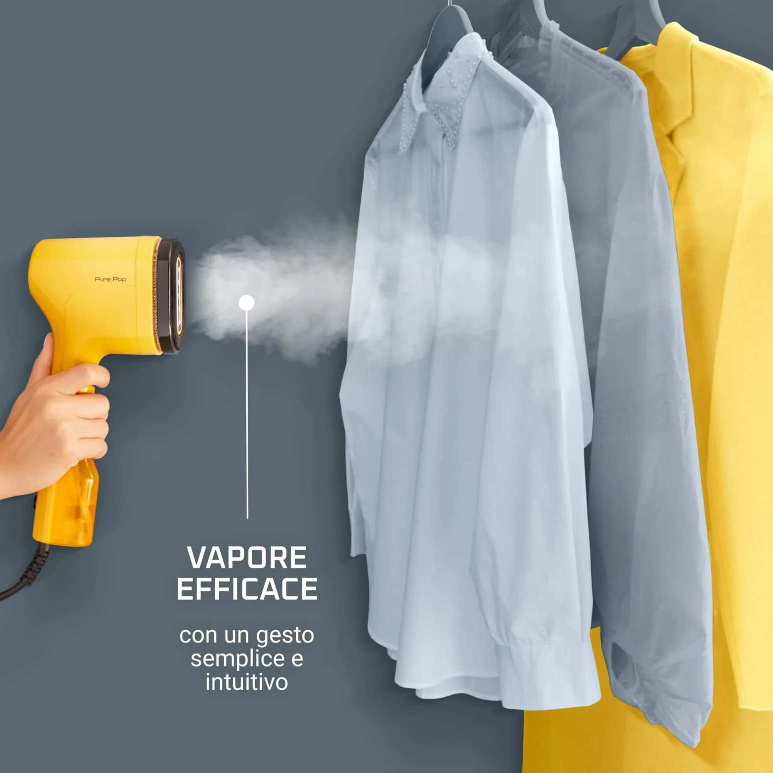 Rowenta Pure Pop Ferro da Stiro Verticale Portatile a Vapore 1300W Giallo DR2026