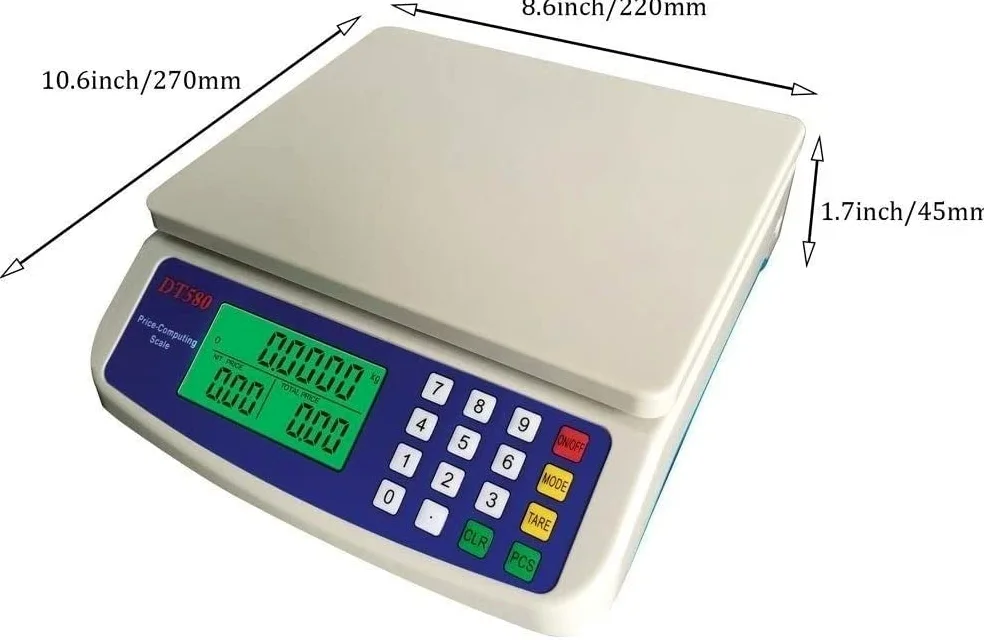 Bilancia da Cucina Digitale da 30 kg/1 G, Bilancia di Precisione Digitale LCD, Calcolo Elettronico dei Prezzi, Bilancia Commerciale da Negozio, Funzione Tara