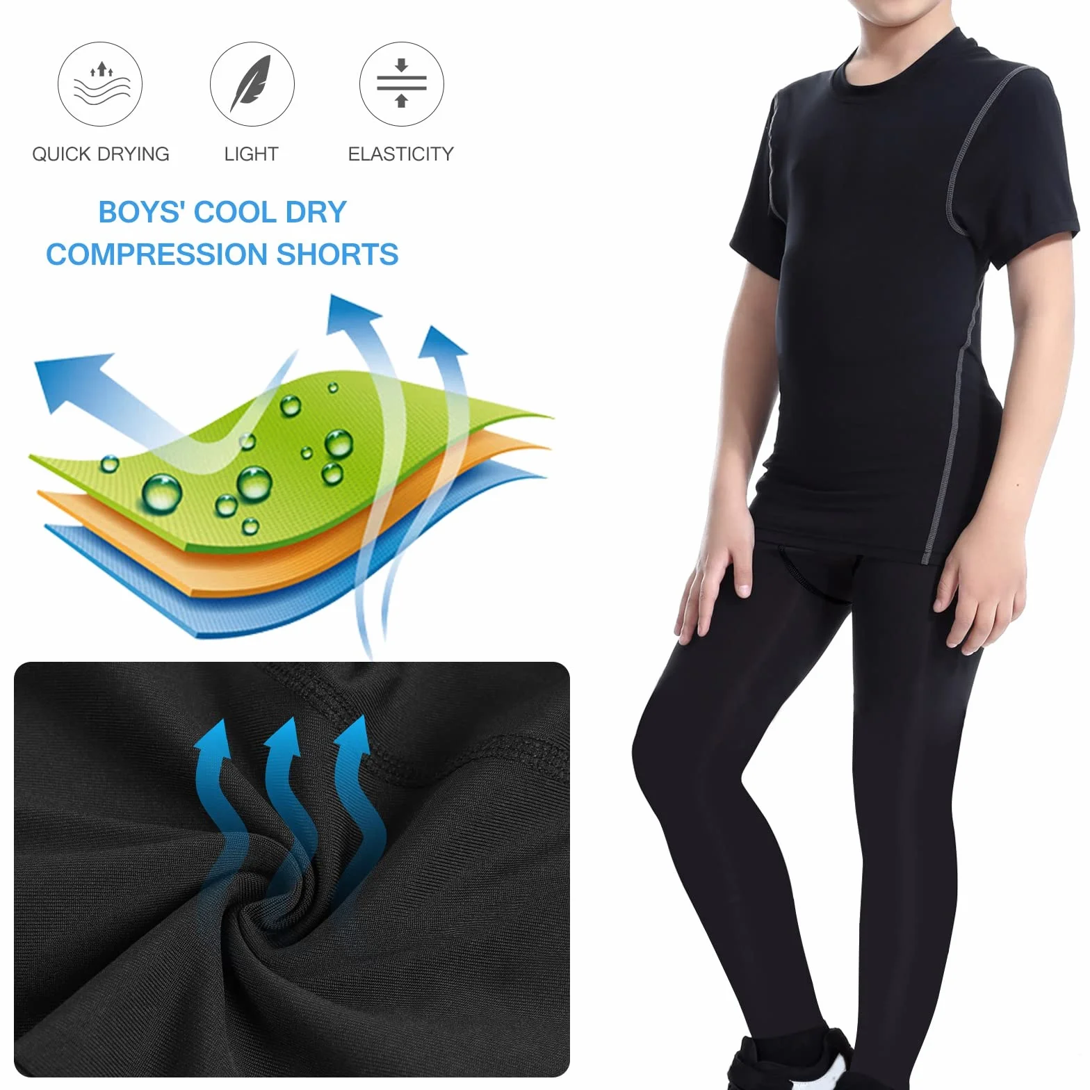 Bambini Giovani Ragazzi Pantaloni a Compressione Leggings Pantaloncini Sportivi Intimo Sportivo per la Corsa Basket Monopiede Tights