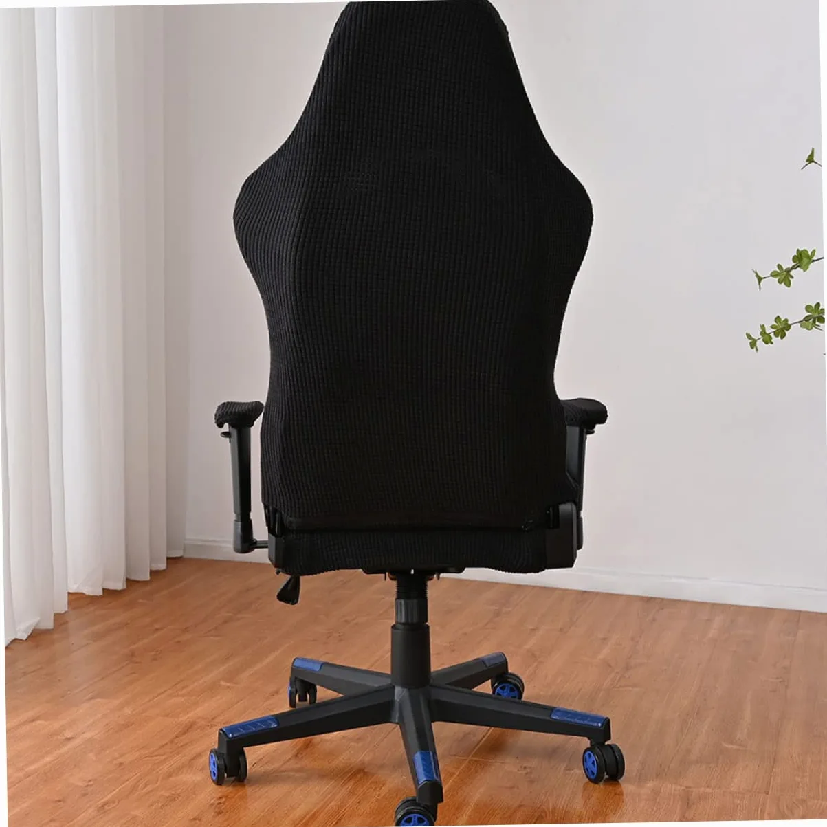 VILLCASE Copertura Protettiva per Sedia Gaming Elastica in Pile Nero | Anti-scolorimento e Pieghevole, per Sedia da Ufficio Computer e Poltrona Ufficio