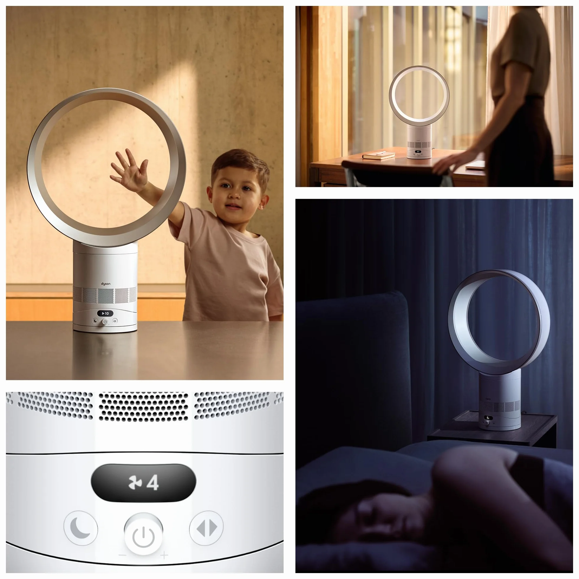 Dyson Cool™ CF1 Ventilatore da Tavolo Senza Pale, Bianco/Argento – Raffrescamento Potente e Silenzioso con Tecnologia Air Multiplier™, Controllo tramite App MyDyson™, Modalità Notte