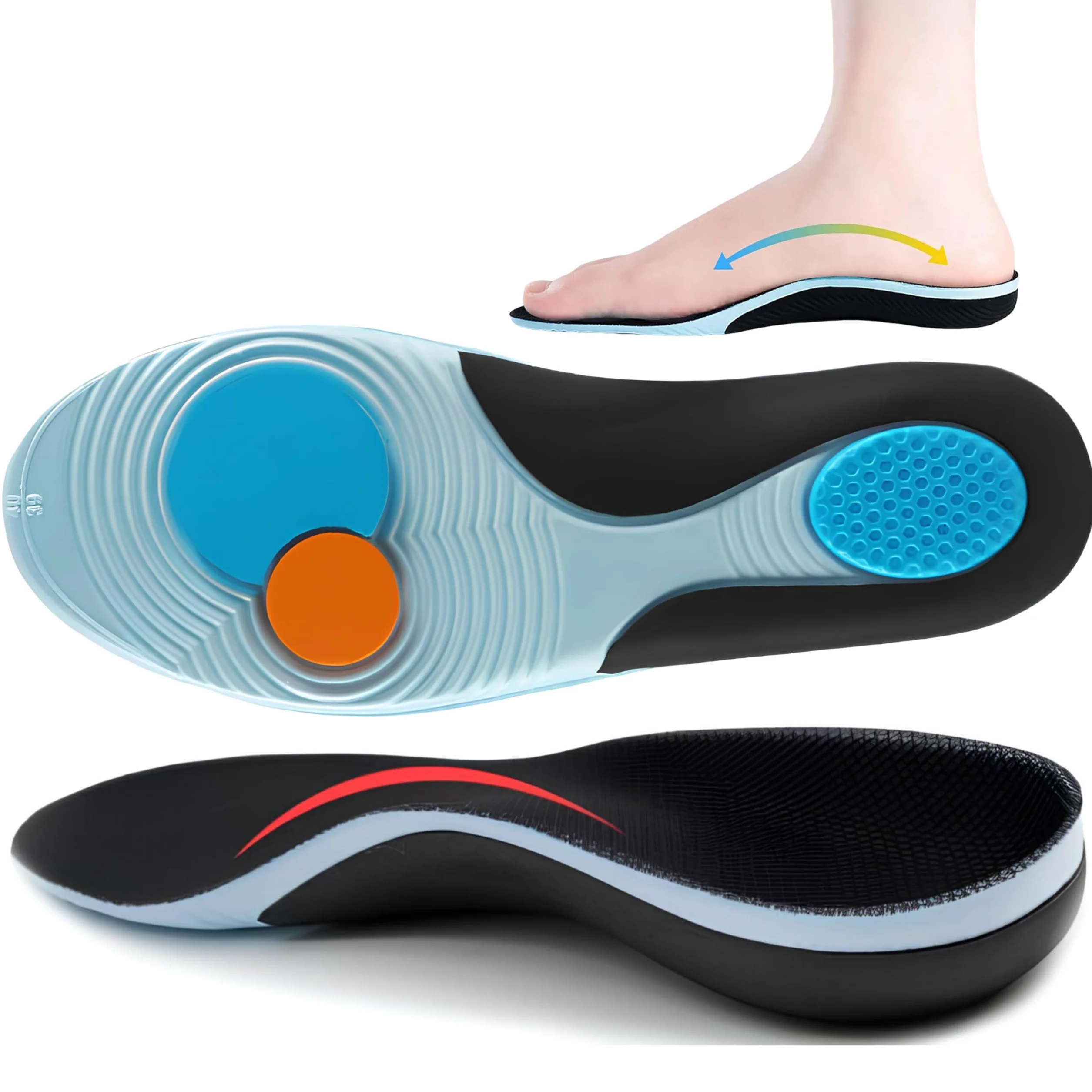 Solette Ortopediche Supporto Per Arco Plantare, Solette Scarpe Plantari Ortopedici Per Piede Piatto,sport Solette Scarpe Per Piedi Piatti, Fascite Plantare, Per Uomini E Donne (41-42)