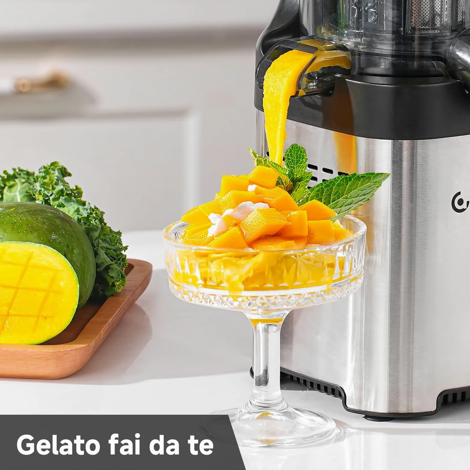 AMZCHEF Estrattore Frutta e Verdura, 120mm Bocca Larga con Taglio Automatico, Slow Juicer a Freddo 60RPM, Estrattore di Succo in Acciaio Inox, Facile da Pulire[Classe di efficienza energetica A+++]