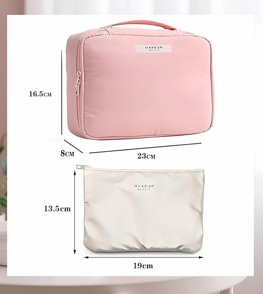 Borsa da Trucco Beauty Case da Viaggio Donna Organizer Cosmetici (Pink)