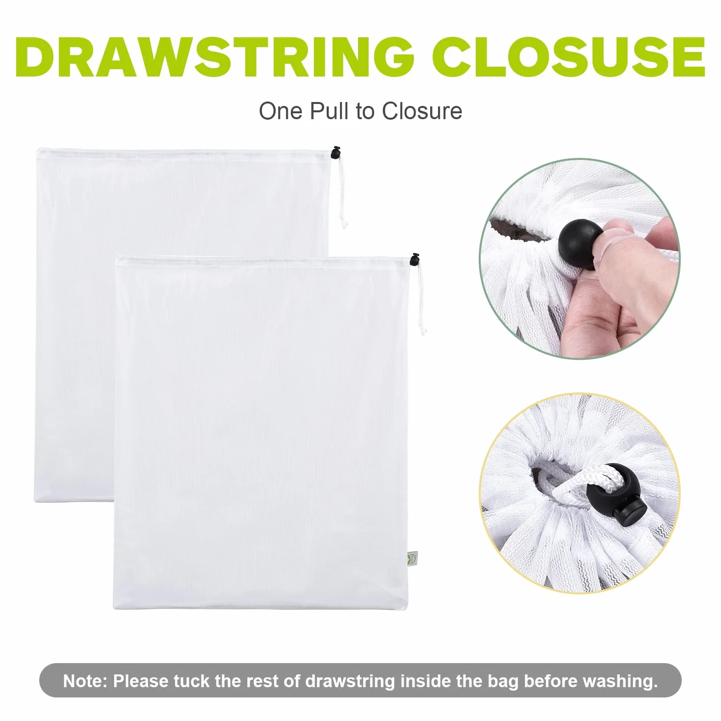 OTraki 2 Pezzi Retina per Lavatrice, 50x60cm Sacchetto Lavatrice Grandi Sacco Biancheria Sporca Con Couliss Laundry Bag Riutilizzabili per Bucato Asciugatrice per Delicati Tende Maglieria