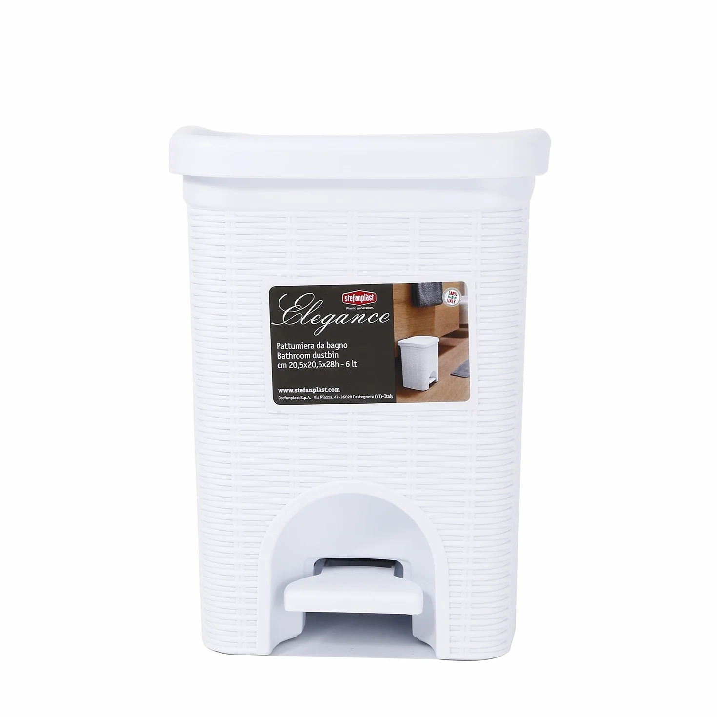 Stefanplast Elegance Pattumiera Bagno 6 litrów biała plastikowa