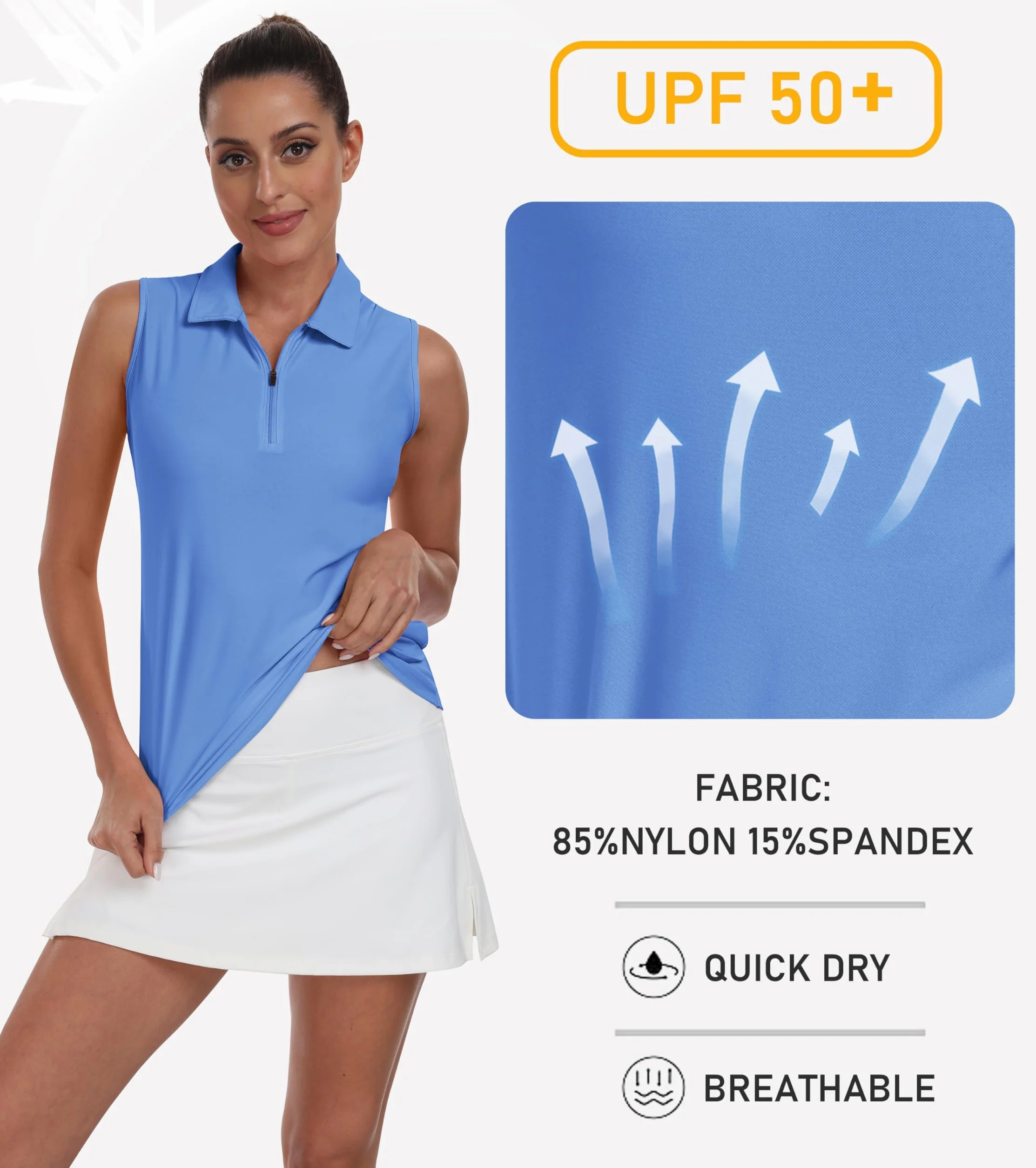 MoFiz Donna Canottiera Traspirante con Cerniera Golf Tennis Estiva