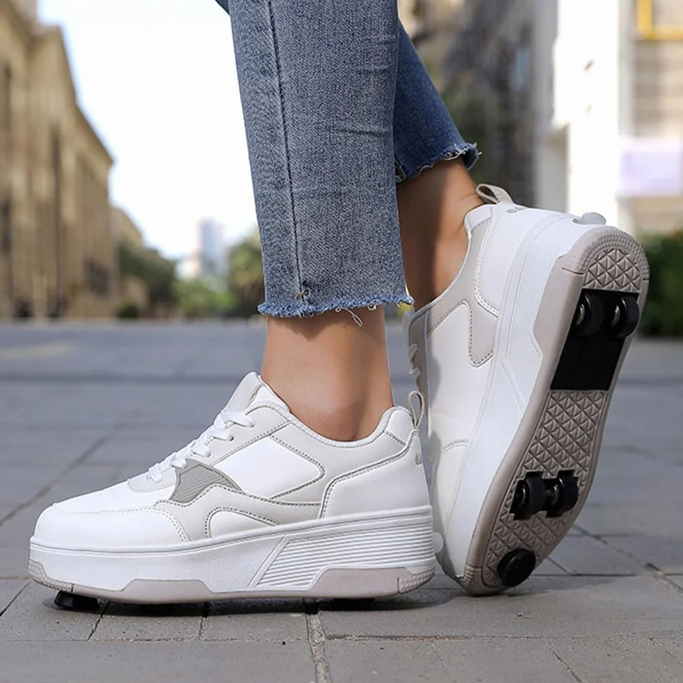 ENEN Sportive Scarpe da Skateboard 4 Ruote con Freno per Bambina e Bambino