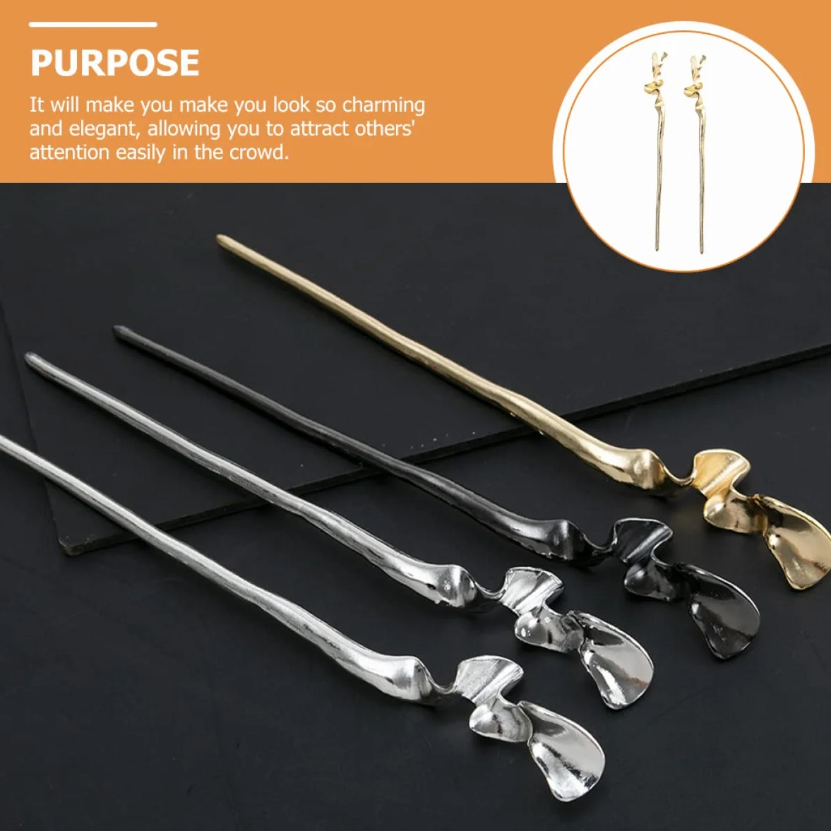 POPETPOP Hair Stick 2 Pezzi Lega di Zinco Oro Accessorio Chioma Donna Vintage Elegante Resistente Banchetto Matrimonio