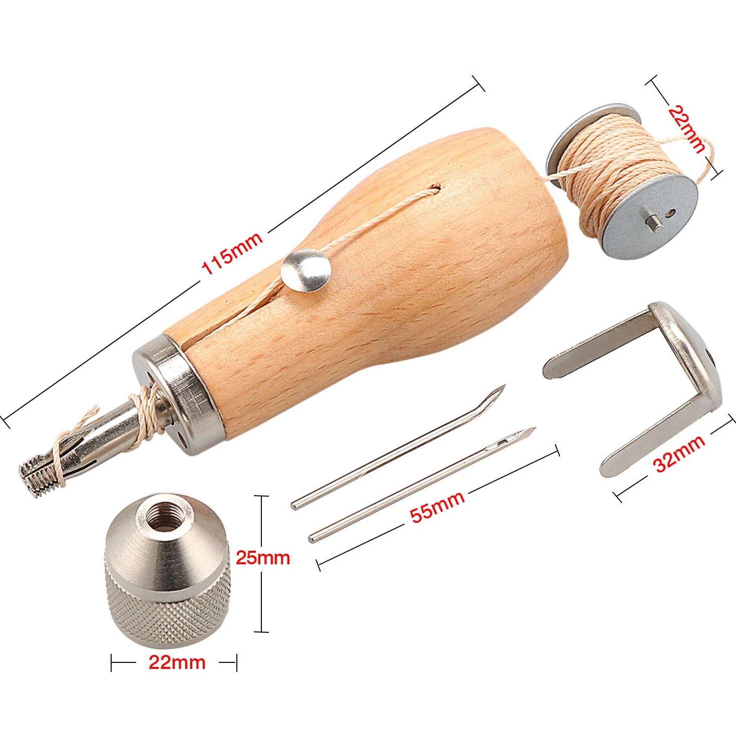 Kit di strumenti per la lavorazione manuale del cuoio con punteruolo per cucitura