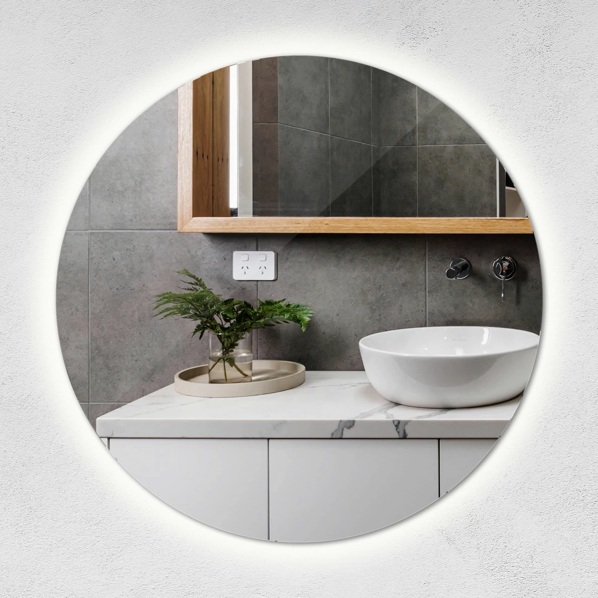 Tulup Specchio Ø 100 cm Rotondo al Bagno Vetro Temperato da Parete Salone Camera da Letto – Luce Freddo LED