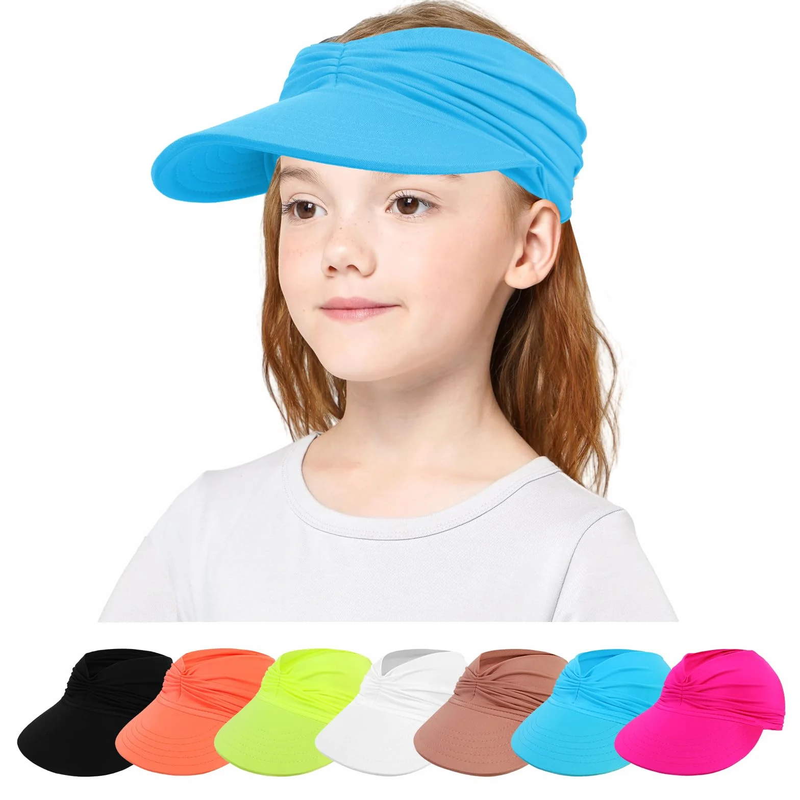 TAGVO Cappello da Sole a Tesa Larga da Ragazze 1-9 Anni, Cappello Visiera Estiva da Protezione Solare UV Traspirante Leggero Pieghevole, Cappello Berretto da Spiaggia per all'aperto Escursione Corsa