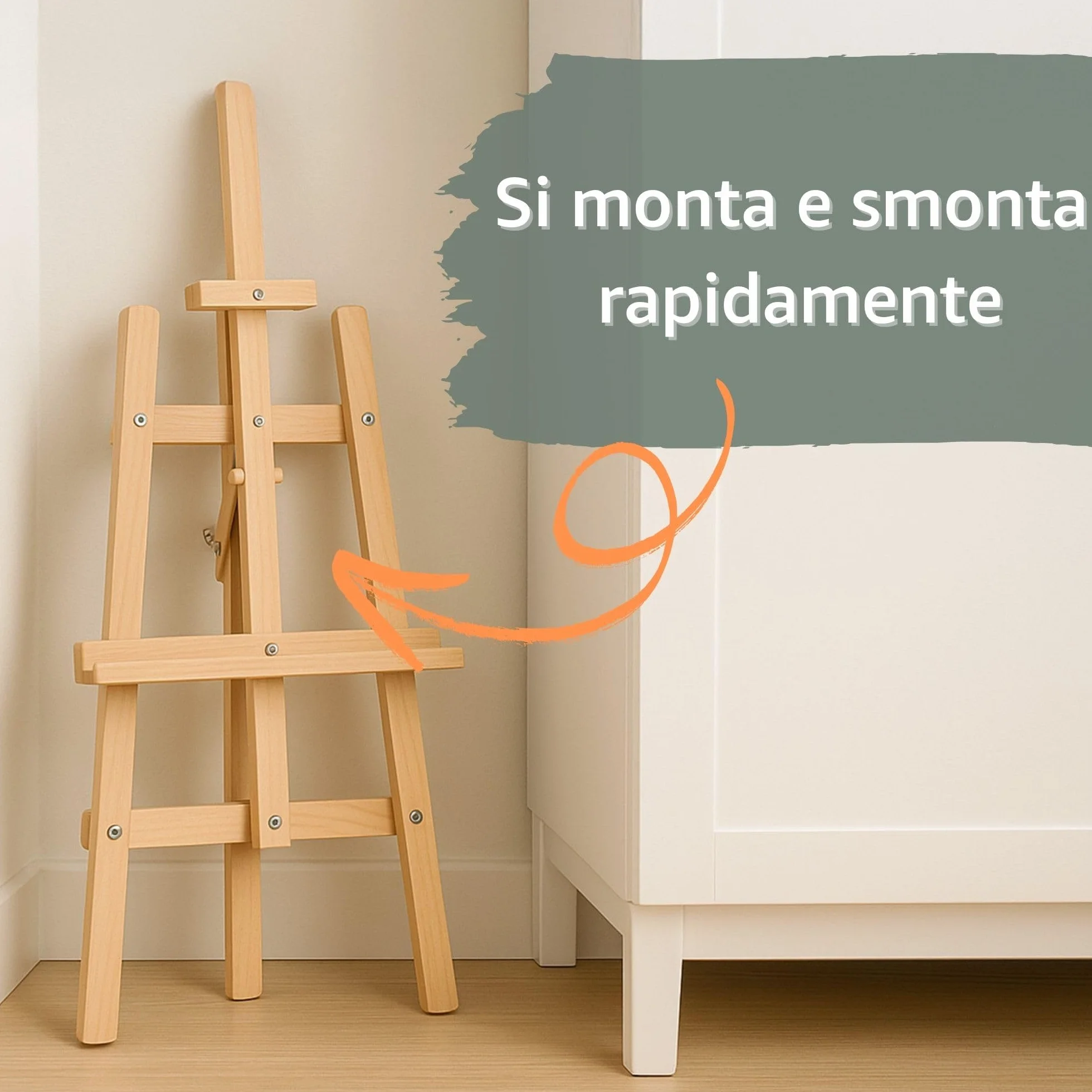 Cavalletto pittura in legno 175 cm pieghevole regolabile in altezza per artisti