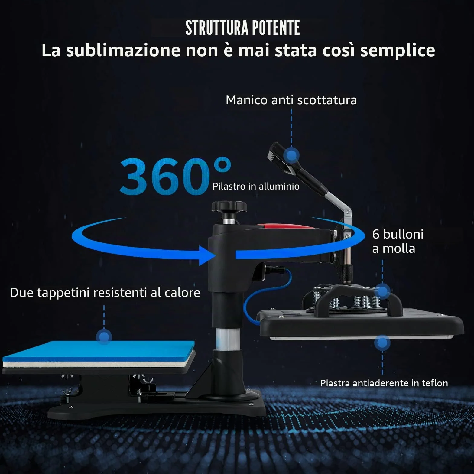 VEVOR Pressa a Caldo 1250 W 5 in 1 Termopressa per Sublimazione 29 x 38 cm