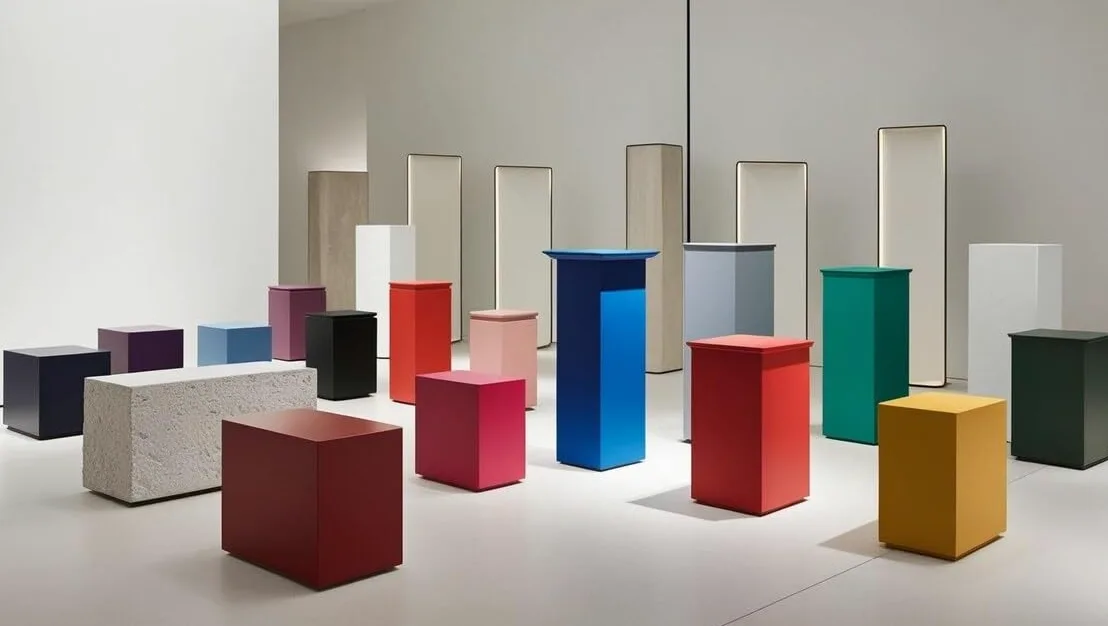 Set di colonne decorative, colonne decorative, cubi, piedistalli, colonna decorativa, bianco