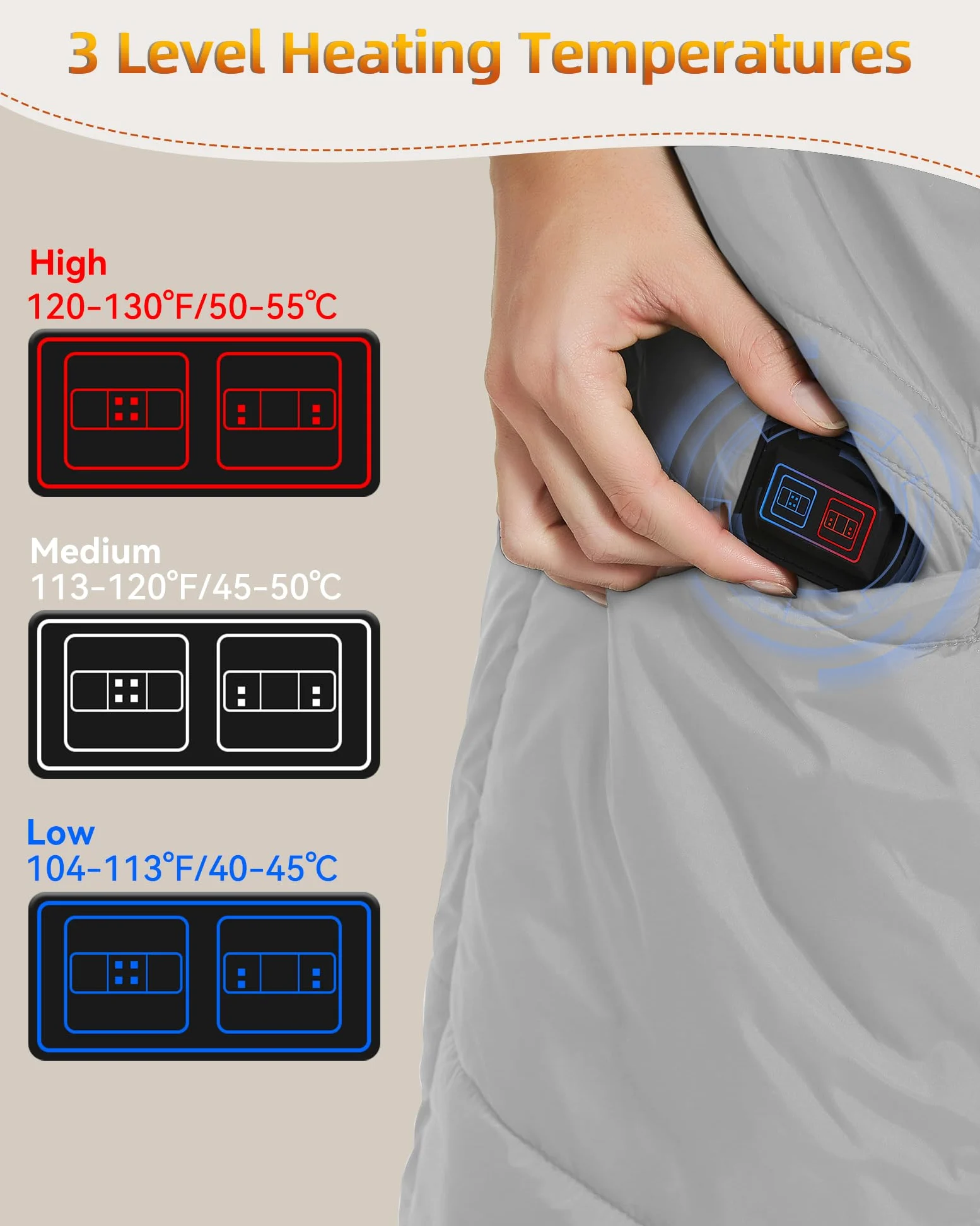 Fernida Coperta elettrica senza fili con batteria da 7,4 V, per uomo e donna, cuscino termico elettrico, portatile, scaldacollo, per casa, ufficio, viaggi, escursioni, grigio