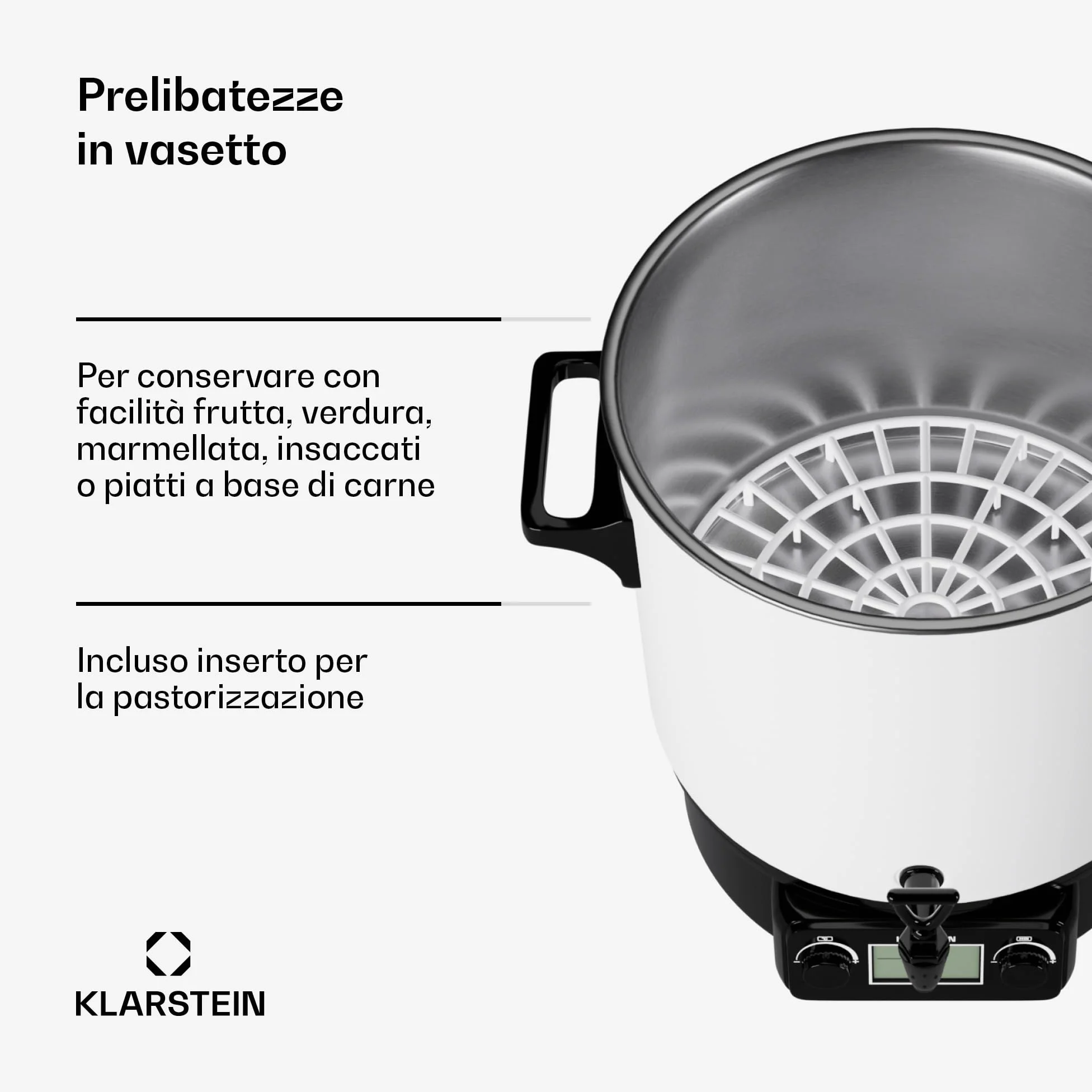 KLARSTEIN Bollitore Vin Brule, Distributore Bevande Calde, Dispenser Termico con Rubinetto 27 Litri, 1800W Acciaio Inossidabile, Thermos Bollitore Acqua Calda e tè, Pentola Bollitore Kit Vin Brulè