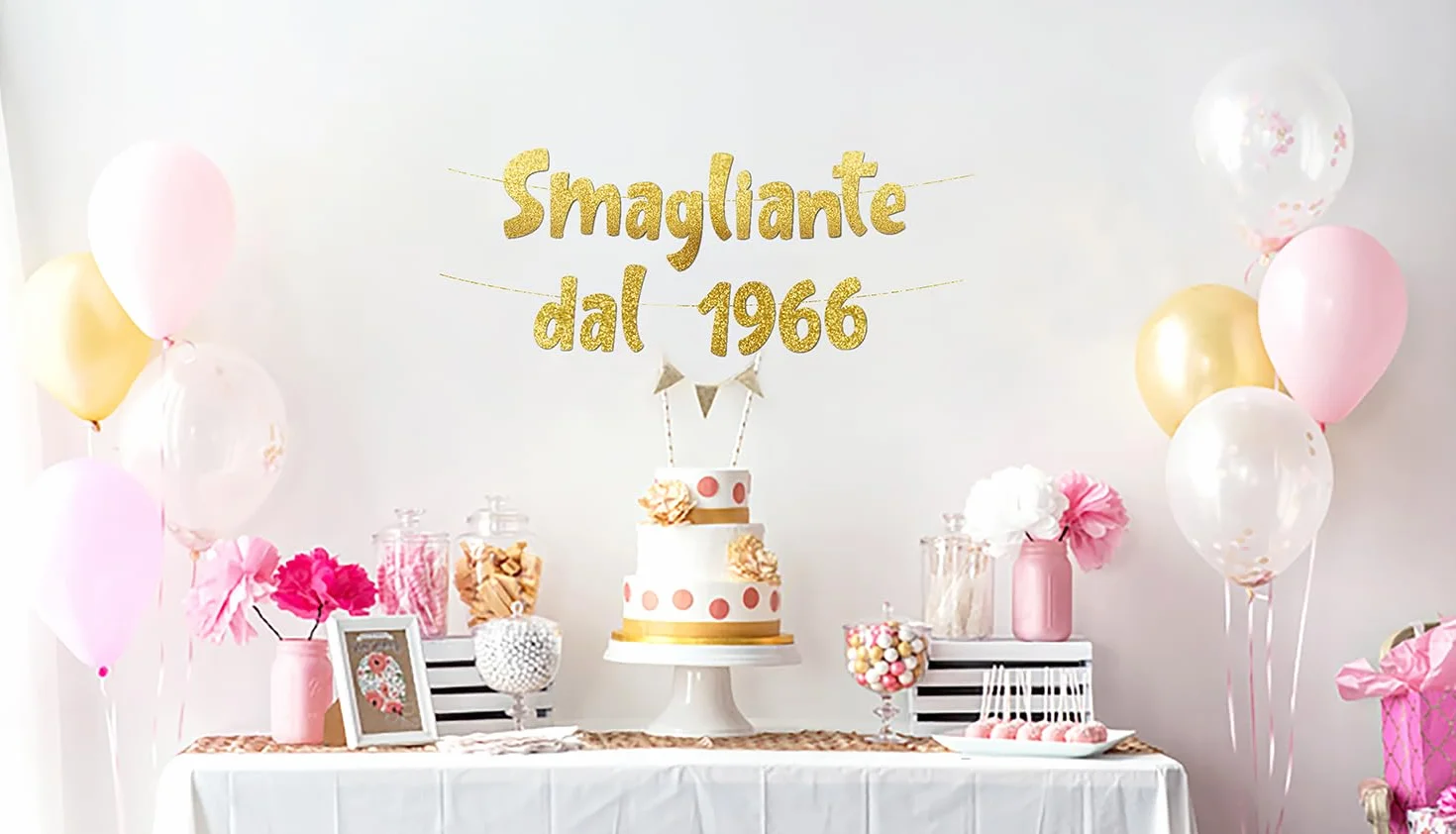 60° Compleanno Striscione "Smagliante Dal 1966" Oro Glitterato – Decorazioni Compleanno Divertenti, Gadget & Regali per Lei e Lui