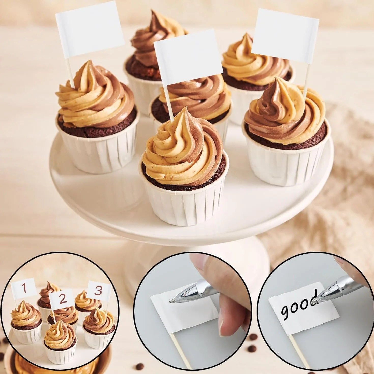 Bandiere stuzzicadenti vuoto bianco 110 pezzi decorazione torte feste
