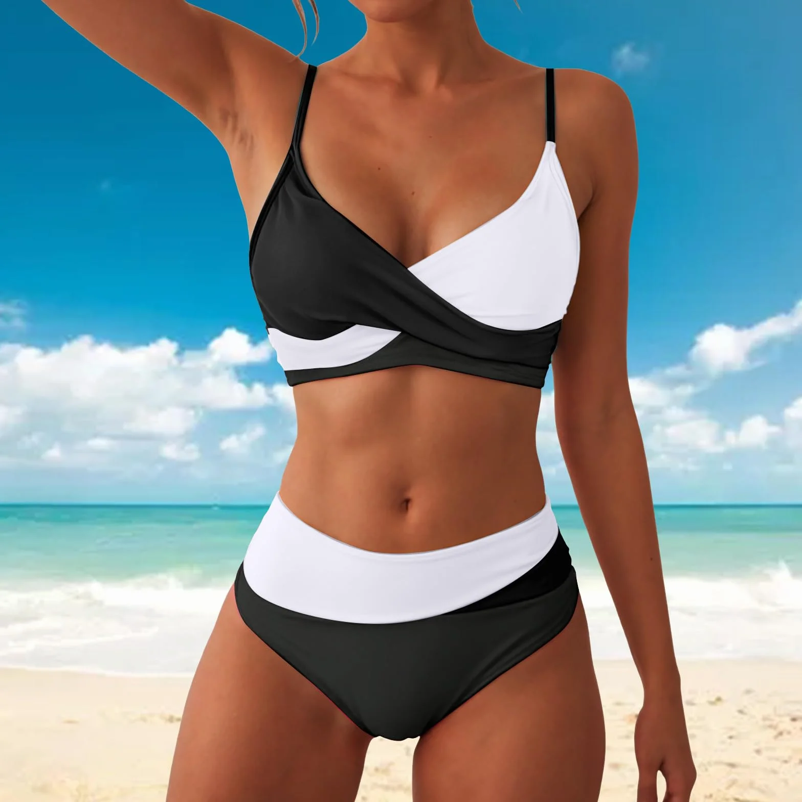 Donna Costume da Bagno Estate Imbottito Reggiseno Bikini Due Pezzi Scollo V Triangolo Contenitivo Sexy Reggiseno Bikini Piscina Triangolo Bikinis Set Spiaggia Beachwear Donna Mare Costume Set