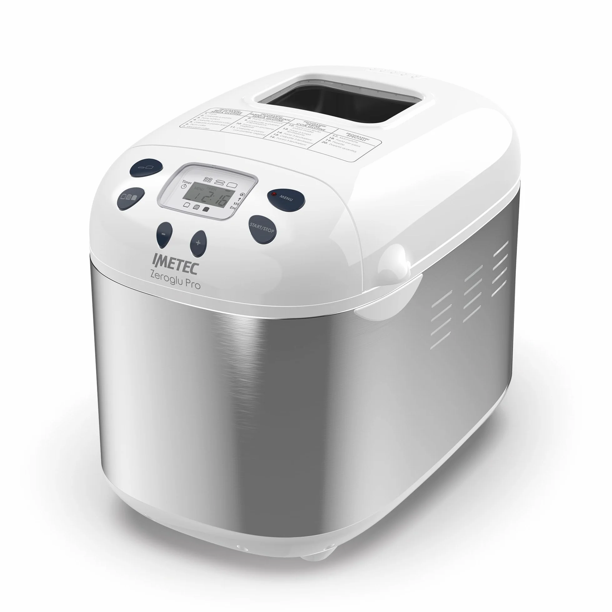 Imetec Zero-Glu Pro, Macchina per Pane, Ciabatte e Panini senza Glutine per Celiaci, Pasta Pizza, Dolci, Marmellate, 20 Programmi, 2 Pale Impastatrici, Temperatura Levitazione Controllata, Ricettario