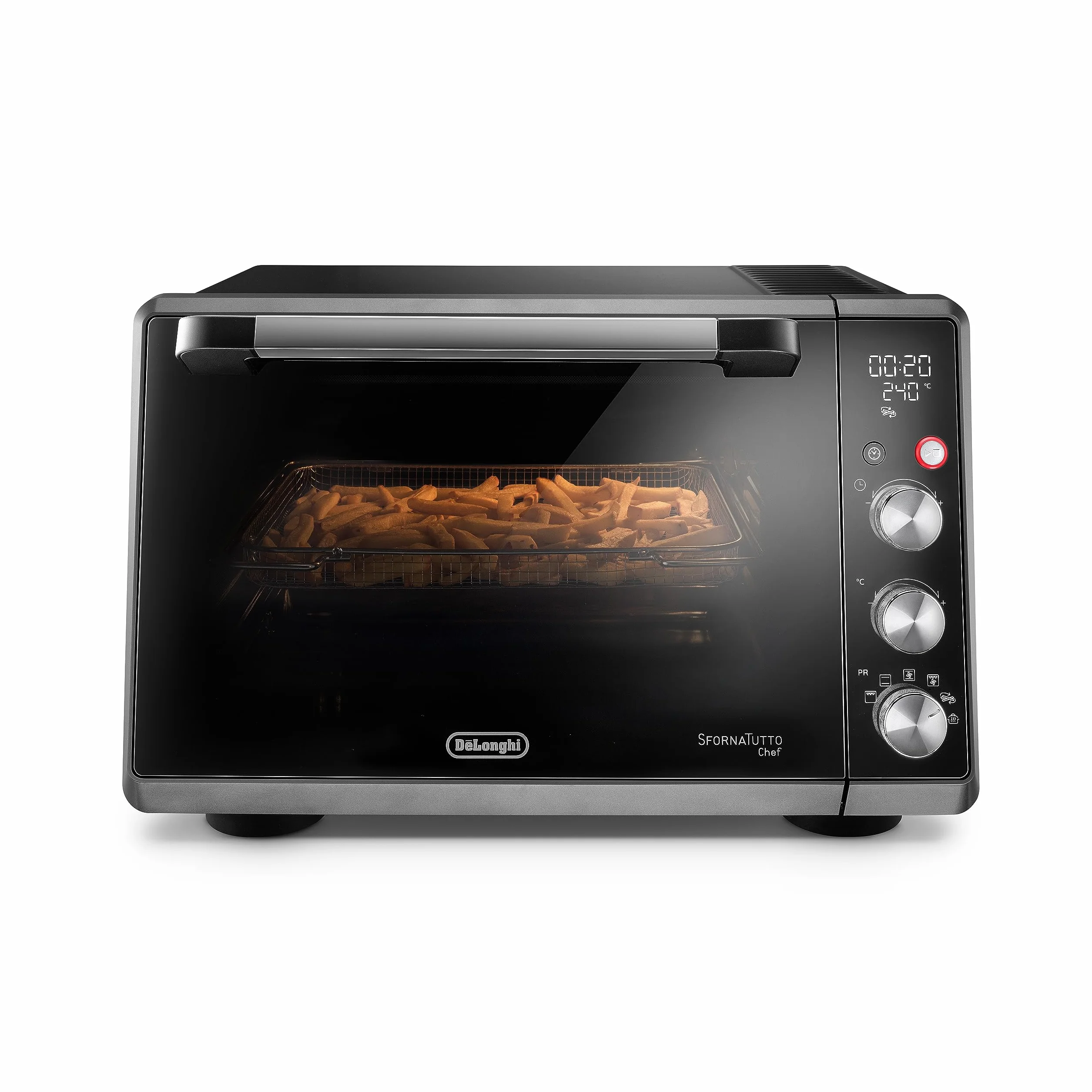 De'Longhi Sfornatutto Chef DO34326 Forno Elettrico Ventilato 34L 2000W 6 Funzioni Cottura Friggitrice ad Aria Nero