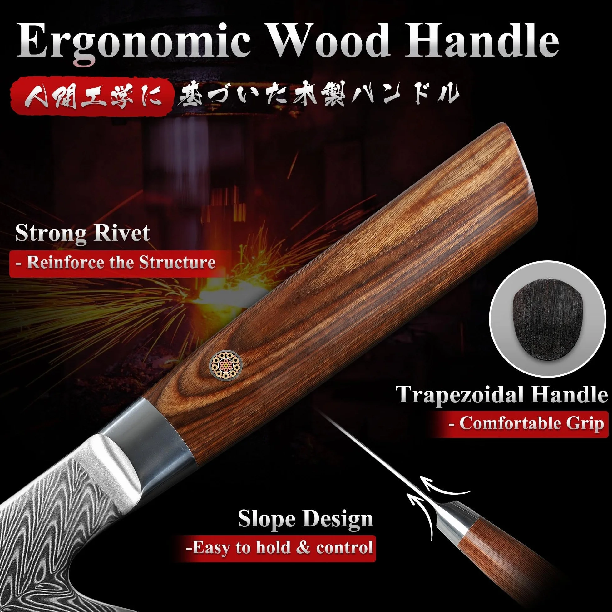 Dragon Creek Coltello Kiritsuke 21 cm Acciaio Damasco per Tagli Fini Pesce Verdure