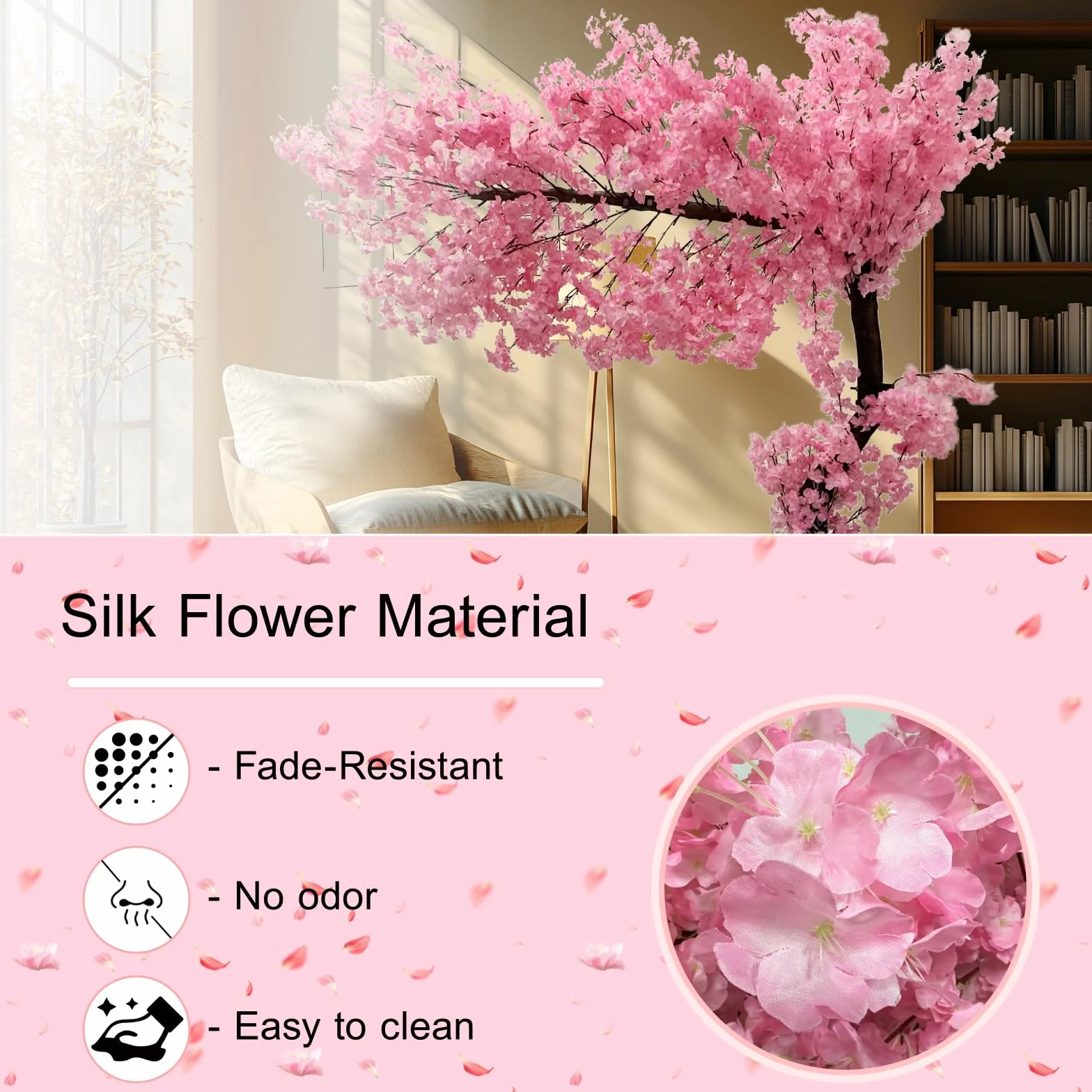 Albero Artificiale Fiori Ciliegio, Finto Fiore Sakura Con Led Lampada, Fatto A Mano Ciliegio Alberi per Casa Ufficio Interno Esterni Decorativo (Rosa, 70.9IN/180CM)