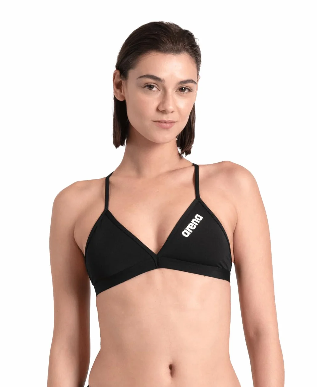 arena Performance Team Solid Top Bikini Donna Sportivo Piscina Costume Bagno Asciugatura Rapida Tessuto MaxFit Eco Resistenza Cloro Sale Protezione UV UPF 50+