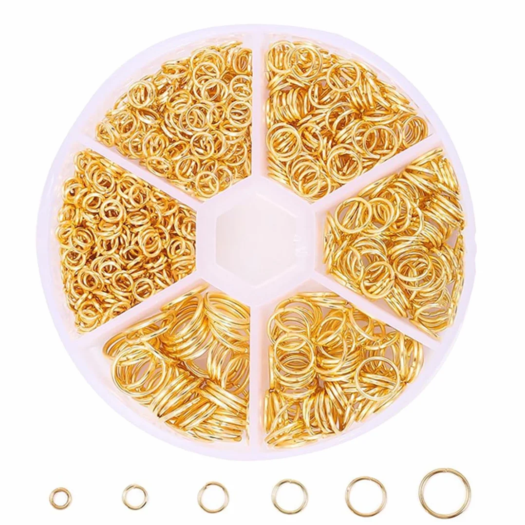 880Pz Anelli Aperti di Salto 4-10mm Doppio Cerchio Portachiavi Connettori Gioielli Oro