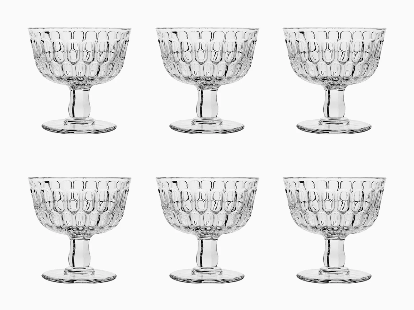H&H Blow Set 6 Coppe Gelato in Vetro, Trasparente, 28cl