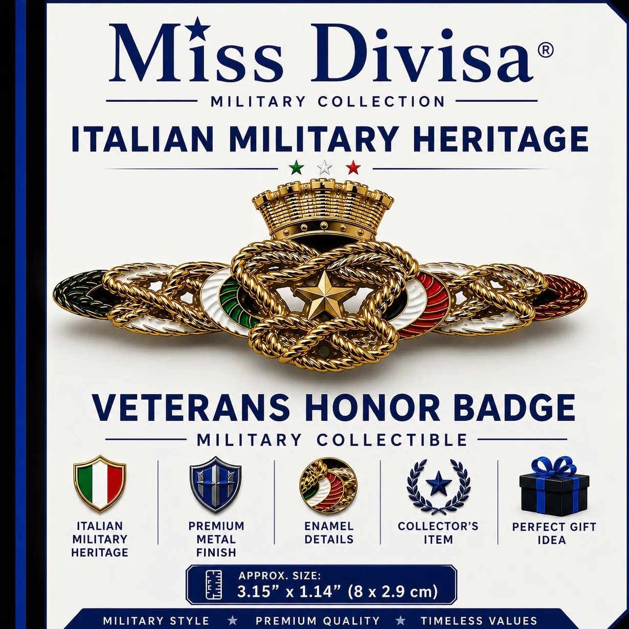 Distintivo d'Onore Personale in Congedo Forze Armate MISURA EXTRA GRANDE Fregio da Giacca 8x3 cm