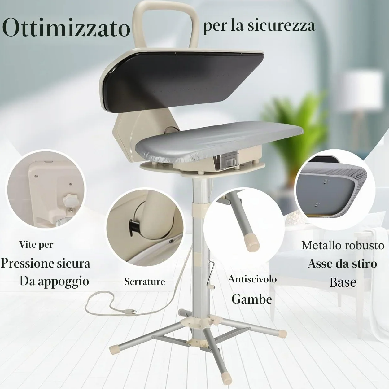 Speedypress Pressa da stiro a vapore 71HD-argento/nero, resistente, professionale, 67 cm, con supporto