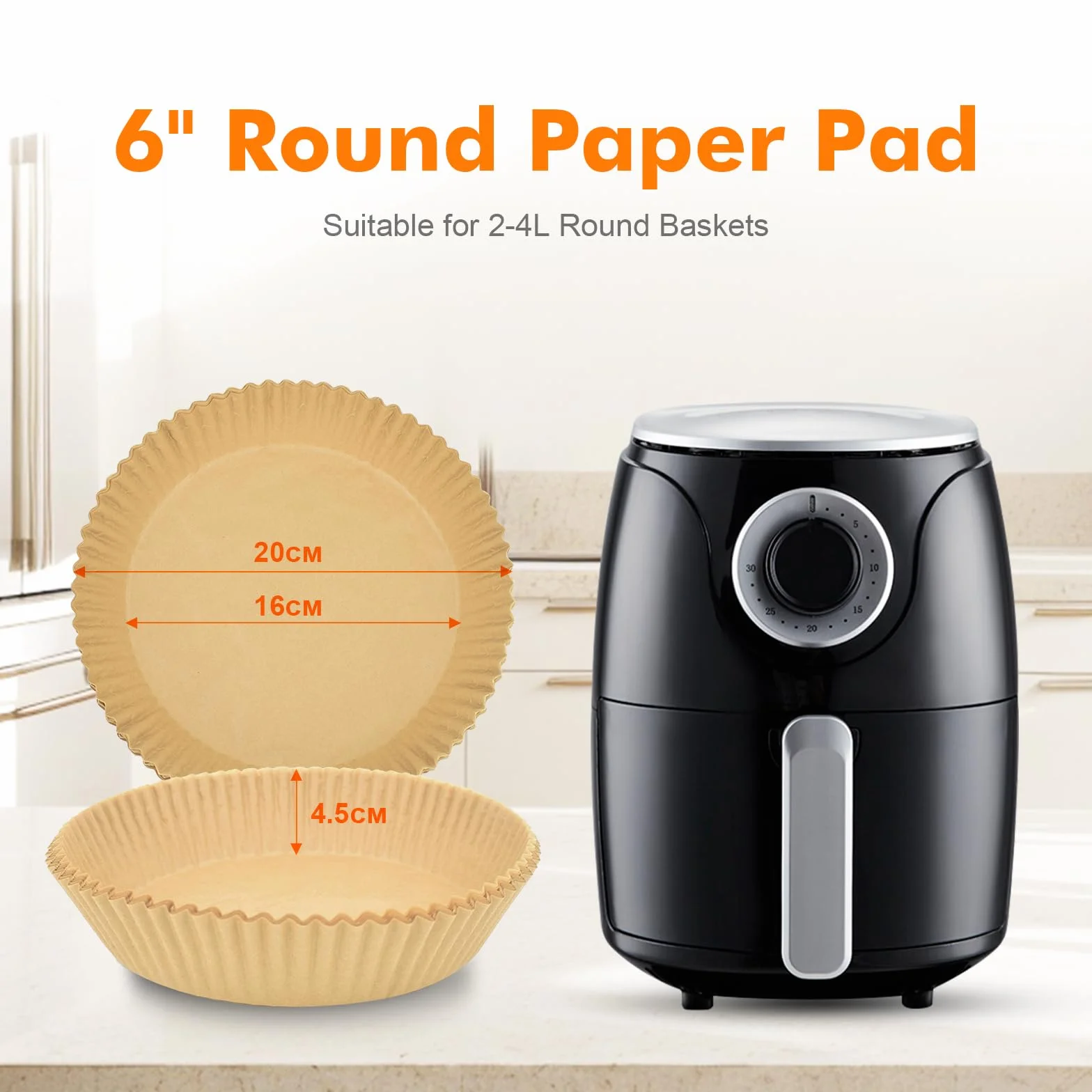 GRIFEMA Carta Forno per Friggitrice ad Aria Calda, Rotonda 100PCS, 16-20 cm, 2.2-4.5L, BPA Free
