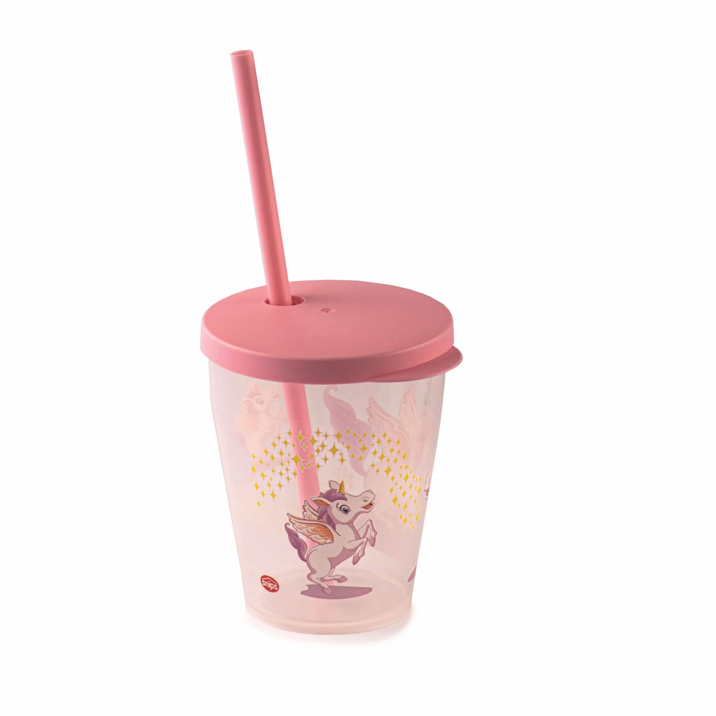 Bicchieri Riutilizzabili con Coperchio e Cannuccia 385 ml Set 4 Pezzi Unicorno Made in Italy