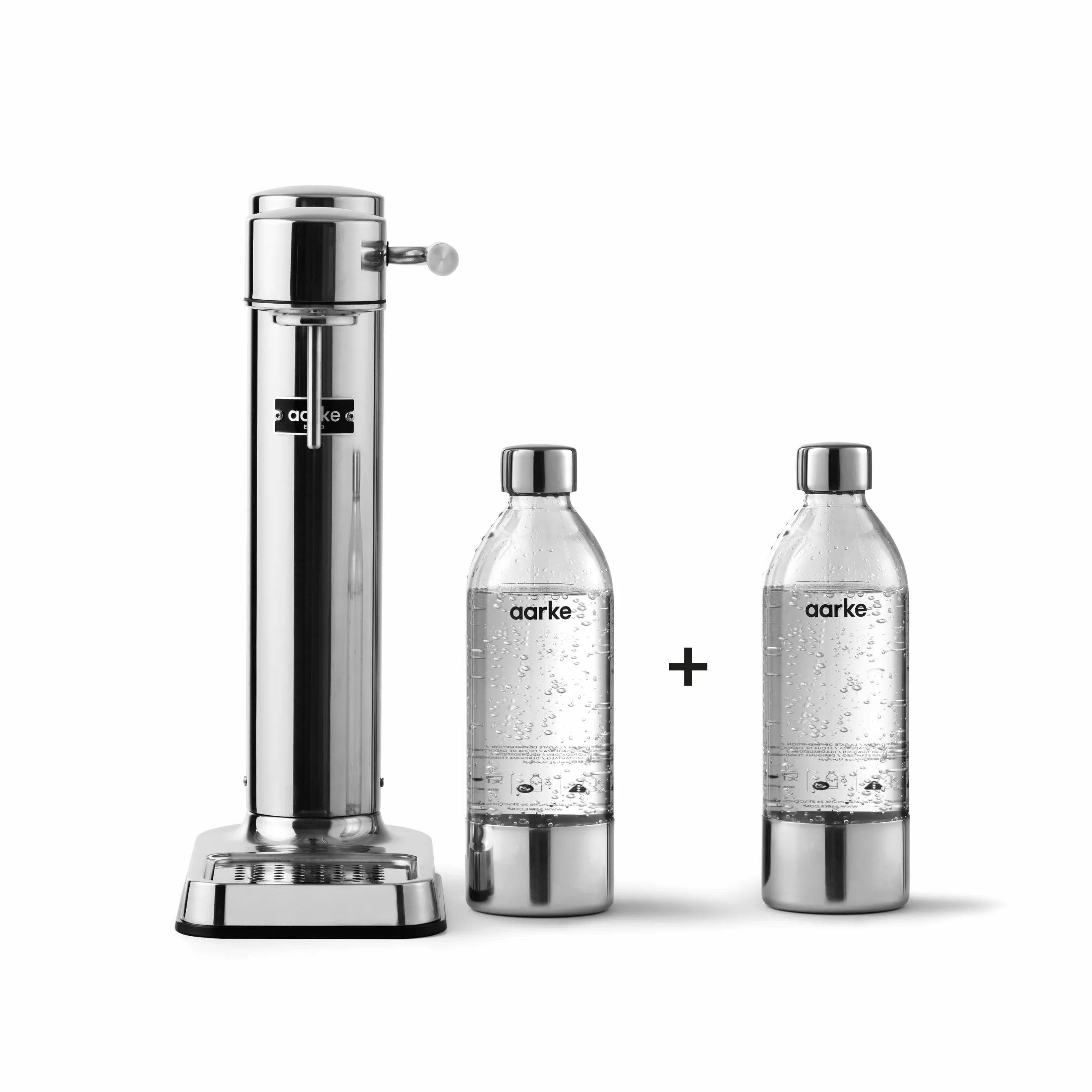 Aarke Carbonator 3, Gasatore d'Acqua, 2 x 800ml, Finitura Acciaio