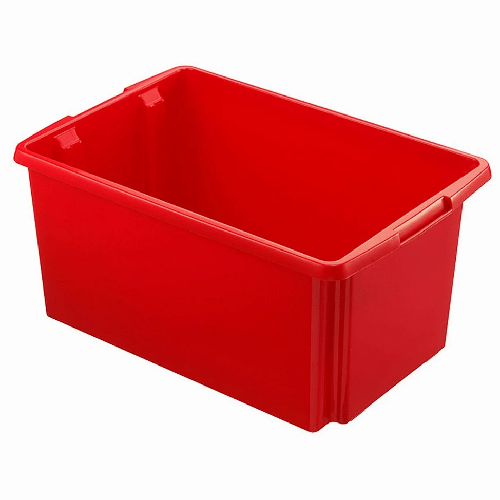 BRB Set, 6X Contenitore impilabile per Alimenti, Dimensioni di Base 595 X 395 mm, 3 X Blu – 30 Litri, 3 X Rosso – 51 Litri