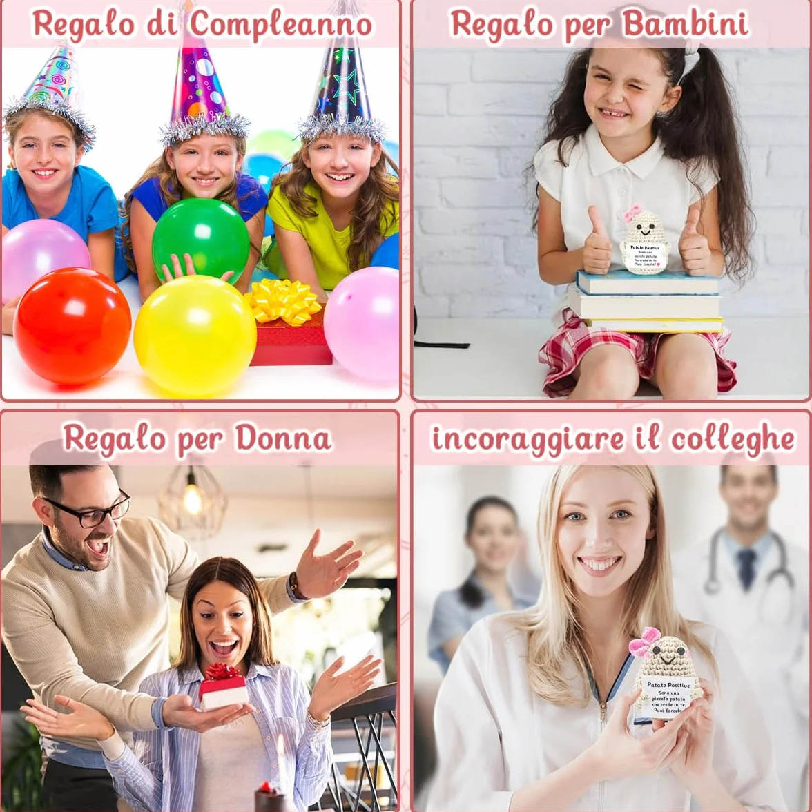 Patata Portafortuna, Idee Regalo Donna Natale, Patata dall'energia Positiva Italiano, Regali Simpatici, Regalo Originale e Divertente per Famiglia Amica Collega Bambina Sorella