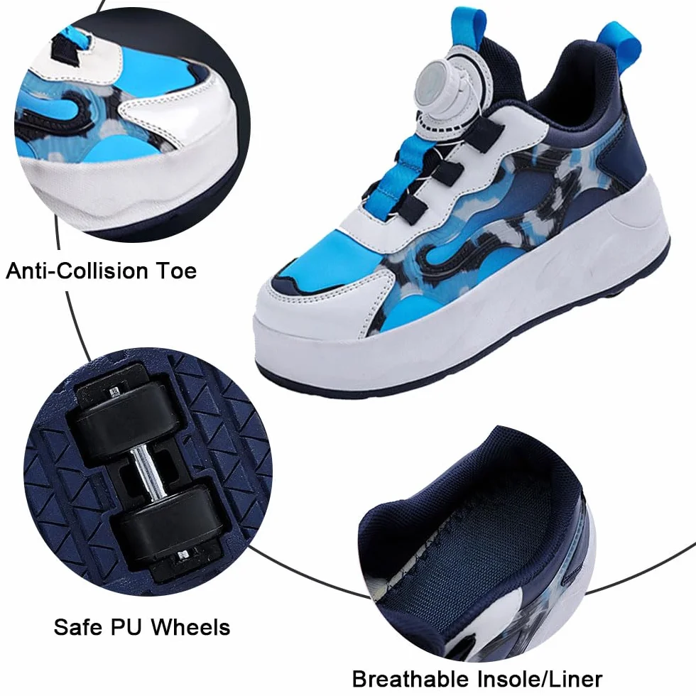 ENEN Scarpe con Rotelle Bambina Sportive Scarpe da Skateboard 4 Ruote Sneakers Outdoor Multisport Dimensioni 30-42 EU