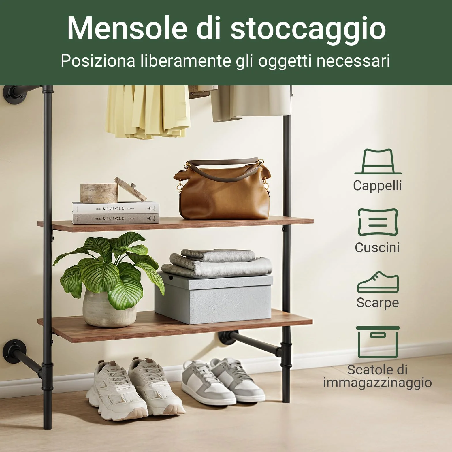 SoBuy Appendiabiti a Parete 45 kg 91,5x48x220 cm MDF Nero KLS20-SCH
