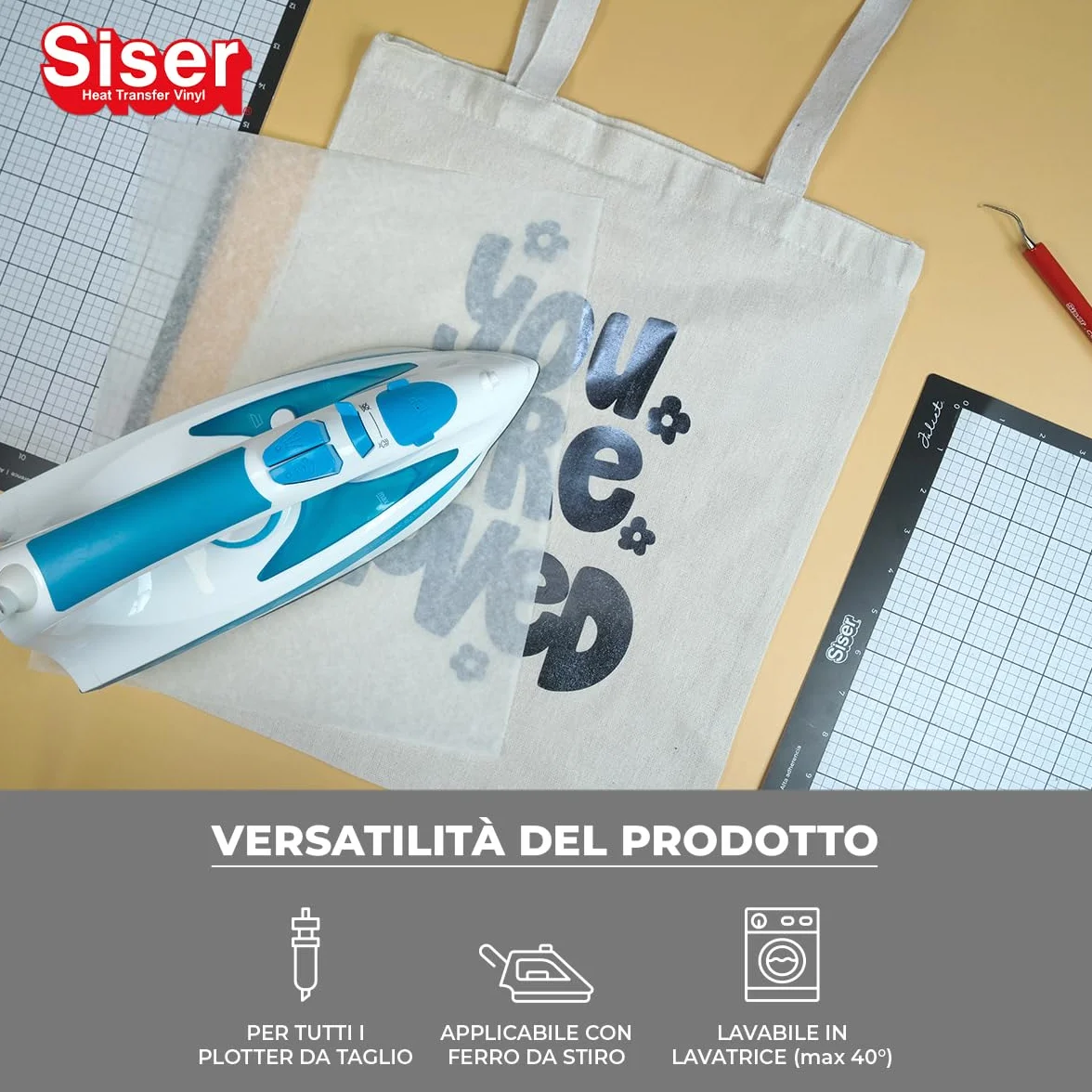 Siser Metal Silver Blue Vinile Termotrasferibile Metallizzato 30cm x 0,5mt per Tessuti
