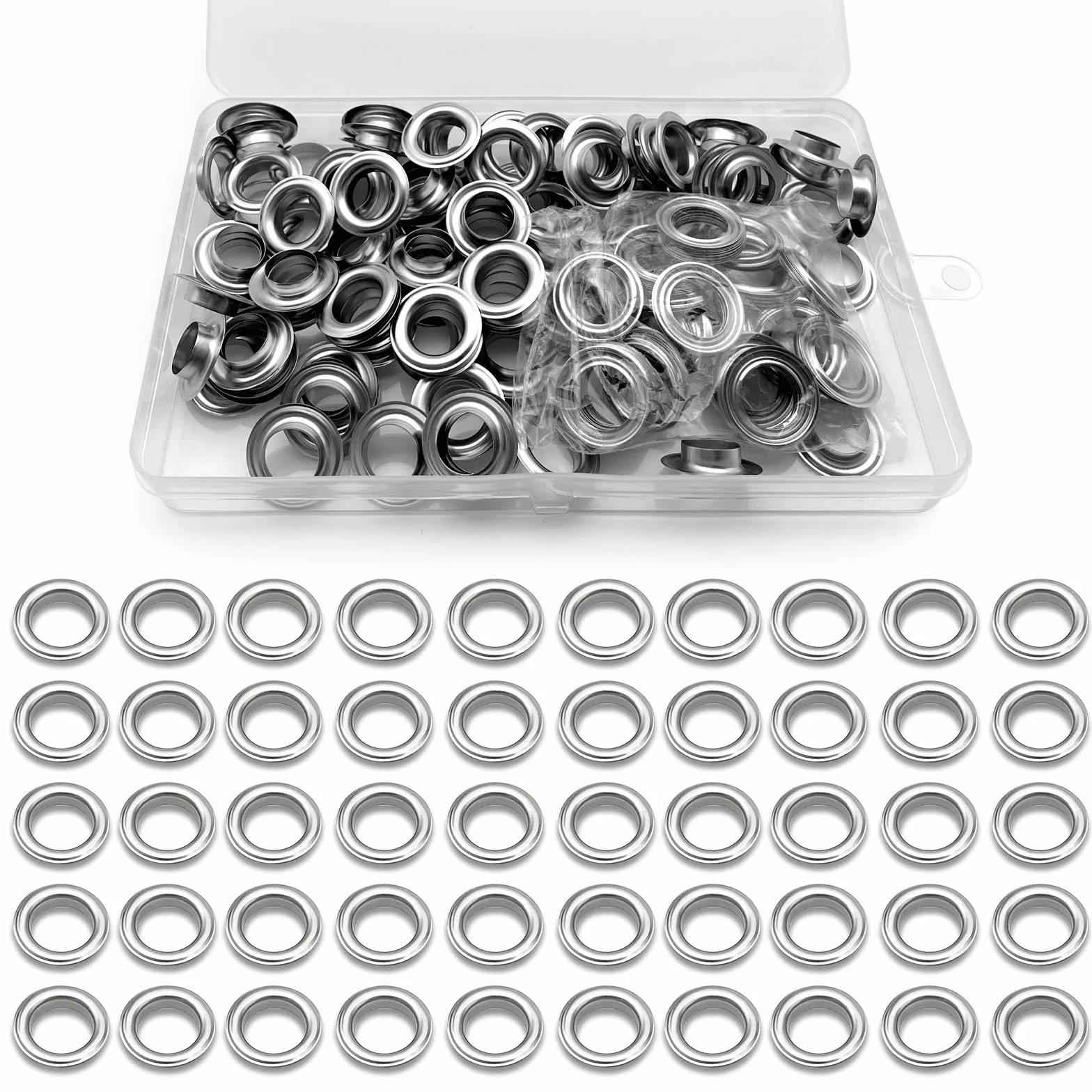 100 Pezzi Occhielli Per Teloni, 12mm Metallici Occhielli Per Tende per Cinture Vestiti Cuoio Tela Scarpe Fai da Te Tende Cappelli Riparazione e Decorazione