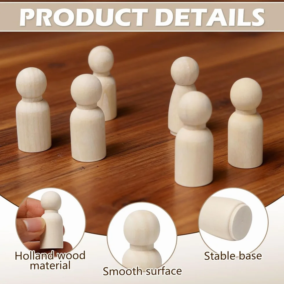 60 Pezzi Figure in Legno da Dipingere 43mm Piccolo Bambola Legno fai da te Decorazione Persone Legno Non Finite da Colorare per DIY Creazioni Artistiche e Painted (Femmina e Maschio)