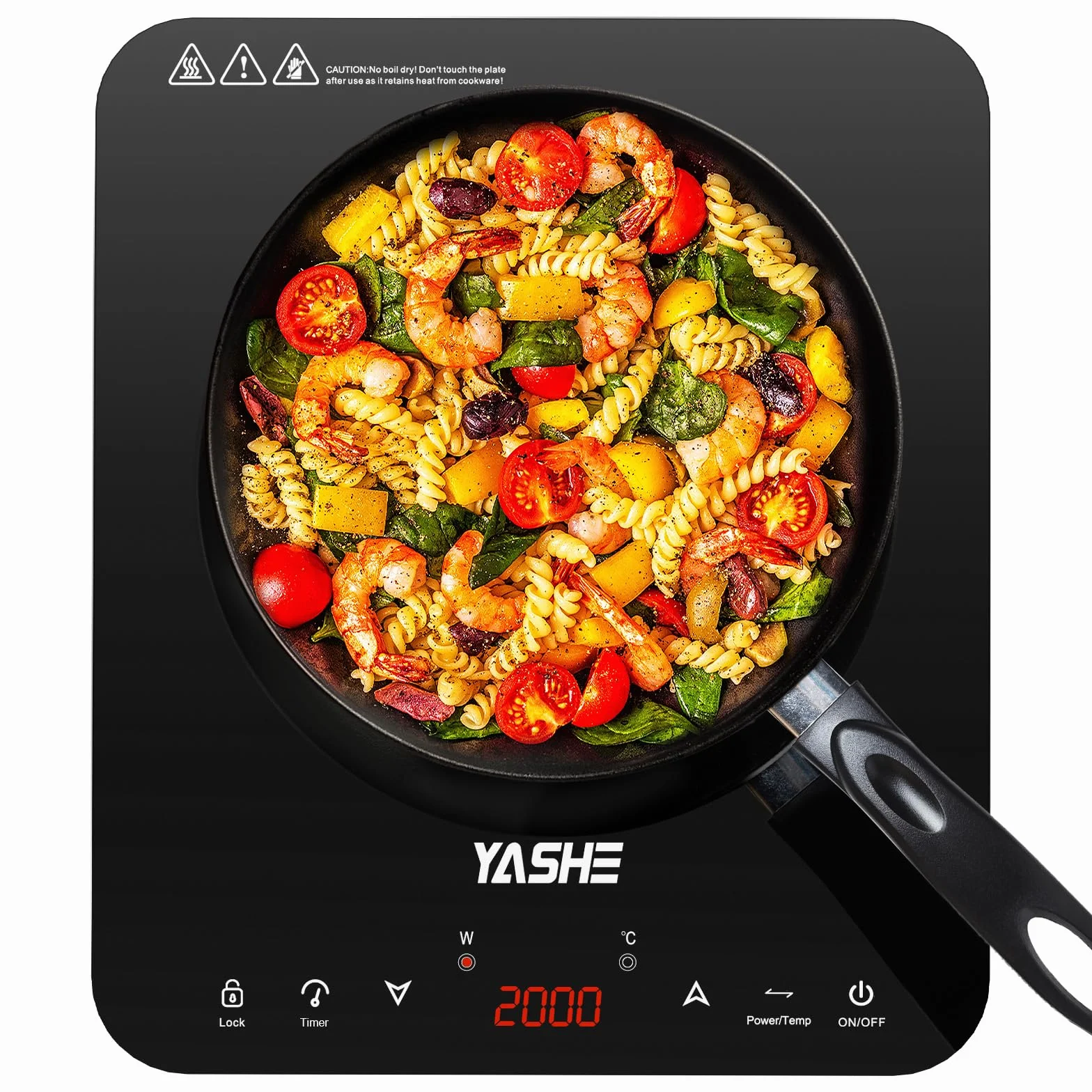 YASHE Piastra a Induzione Portatile 2000W Display LED Controllo Touch 10 Livelli Potenza Timer 4 Ore Blocco Bambini