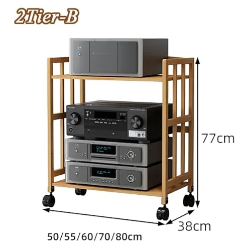 HiFi Rack Av Shelf Media Storage Cabinet, con ruote, Regolabile Scaffalatura video, Stoccaggio attrezzature stereo Rack e supporti, Mobileo-Video Scaffalatura