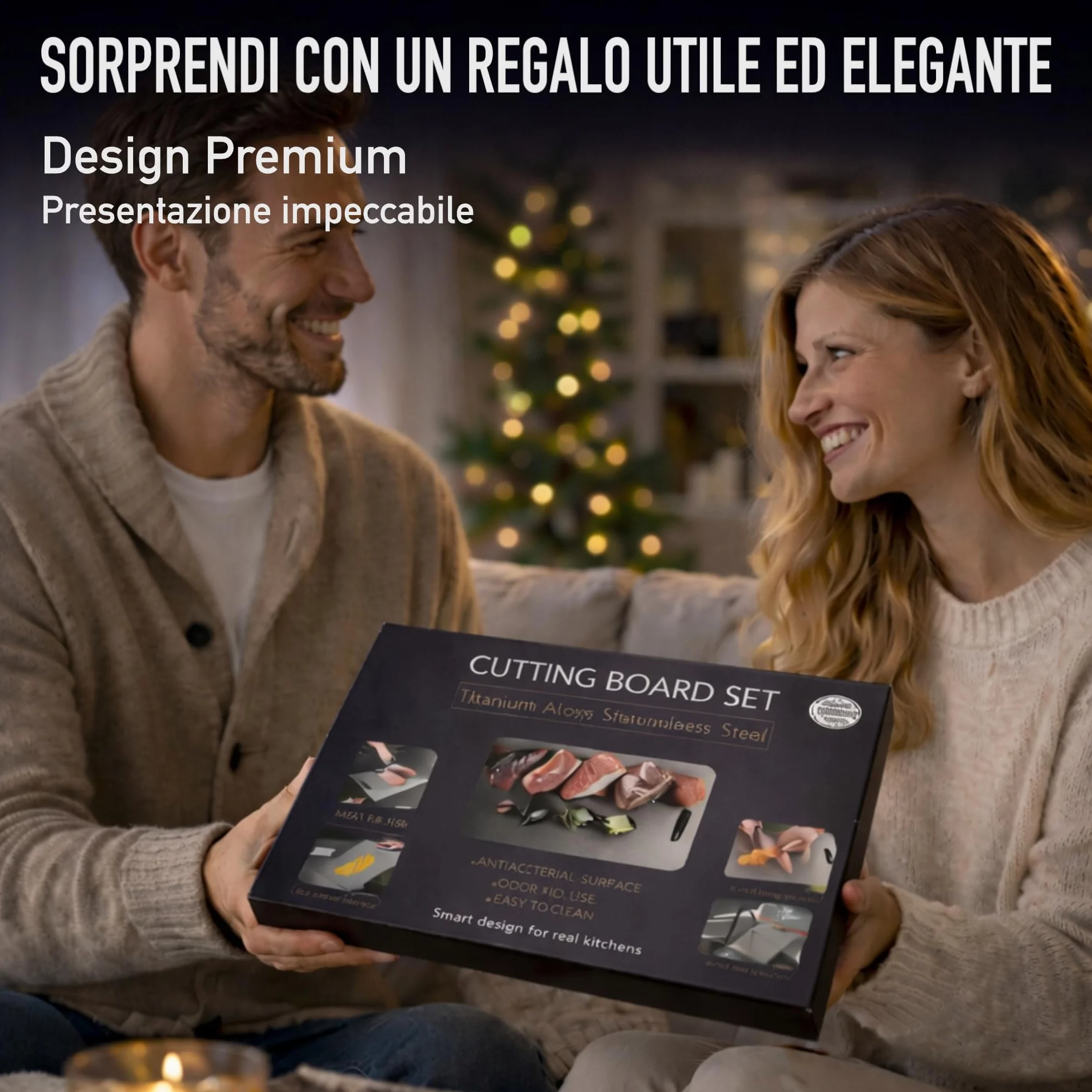 Set di 3 Tagliere Acciaio Inox Reversibile in Lega Titanio – Set da Cucina Professionale SUS316/SUS 304 3‑Stars