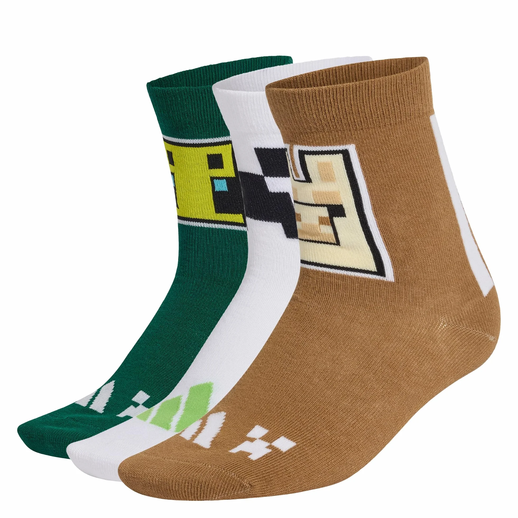 adidas Minecraft Youth 3 Pairs Per Pack Socks CALZINI Unisex - Bambini e ragazzi (Pacco da 1)
