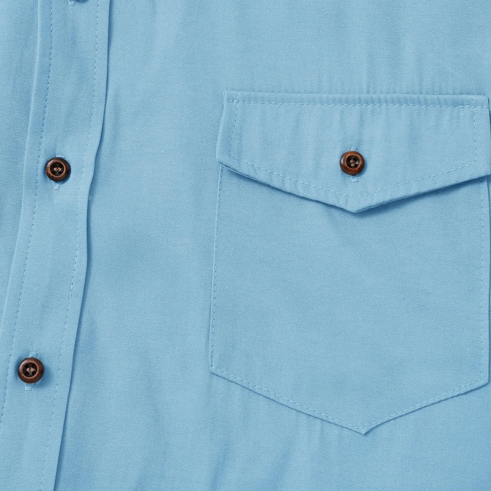 Camicia Jeans Uomo Maniche Lunghe Bottoni Tasche Fit Classico Lavoro Vintage Cowboy Western
