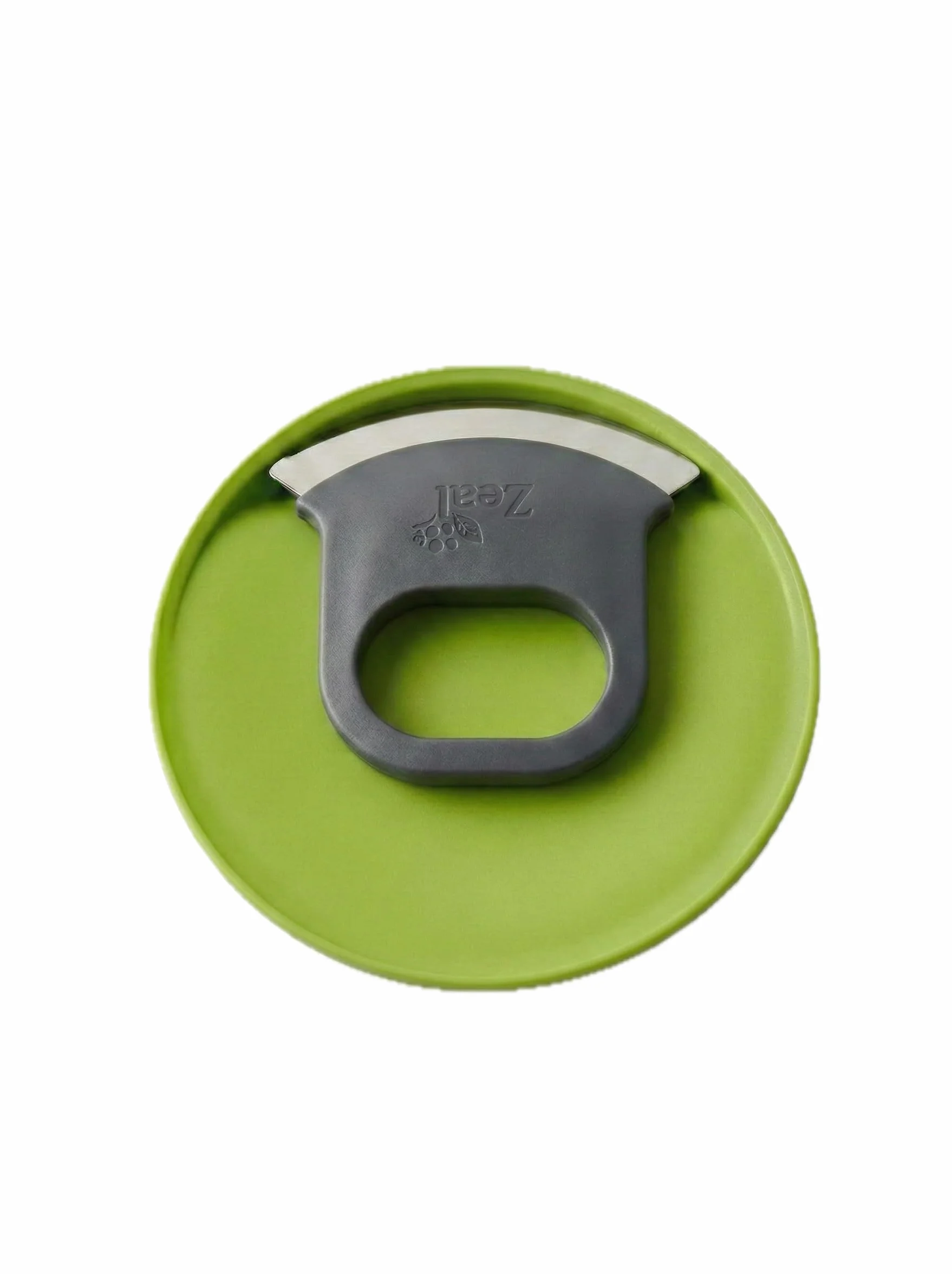 BERARDI B.INTERIORS | Set Tritatutto con Coltello Mezzaluna e Tagliere Curvo, Verde, Acciaio Inox, Design Compatto Salvaspazio con Base Antiscivolo